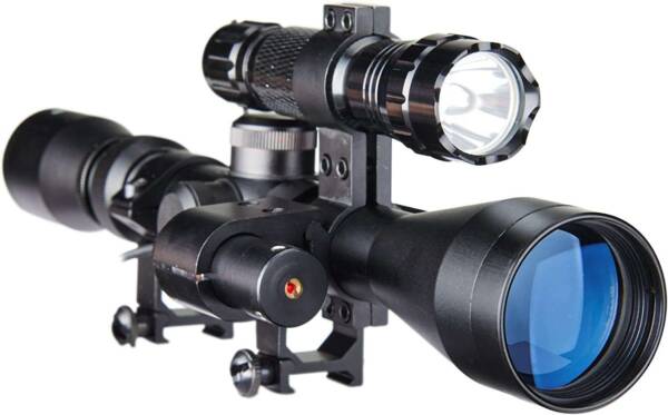 3-9X40 Duplex Optical Hunting Scope Combo with Red Laser and Light for Mini Striker Pistol Crossbows